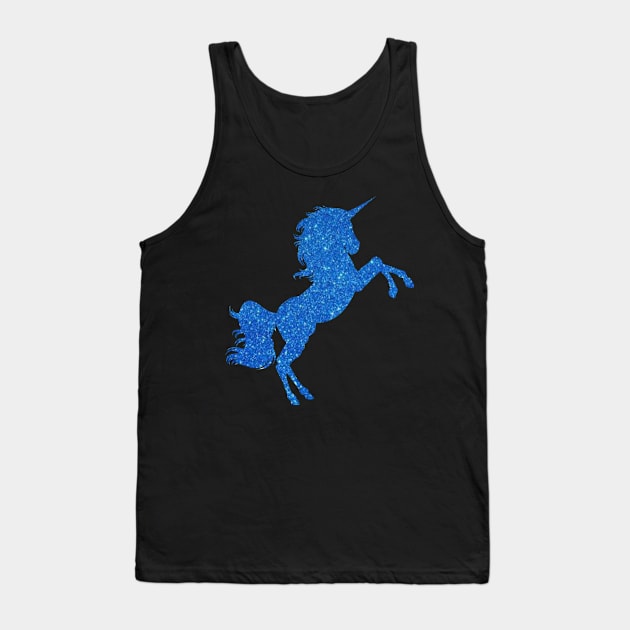 Bright Blue Faux Glitter Unicorn Tank Top by Felicity-K